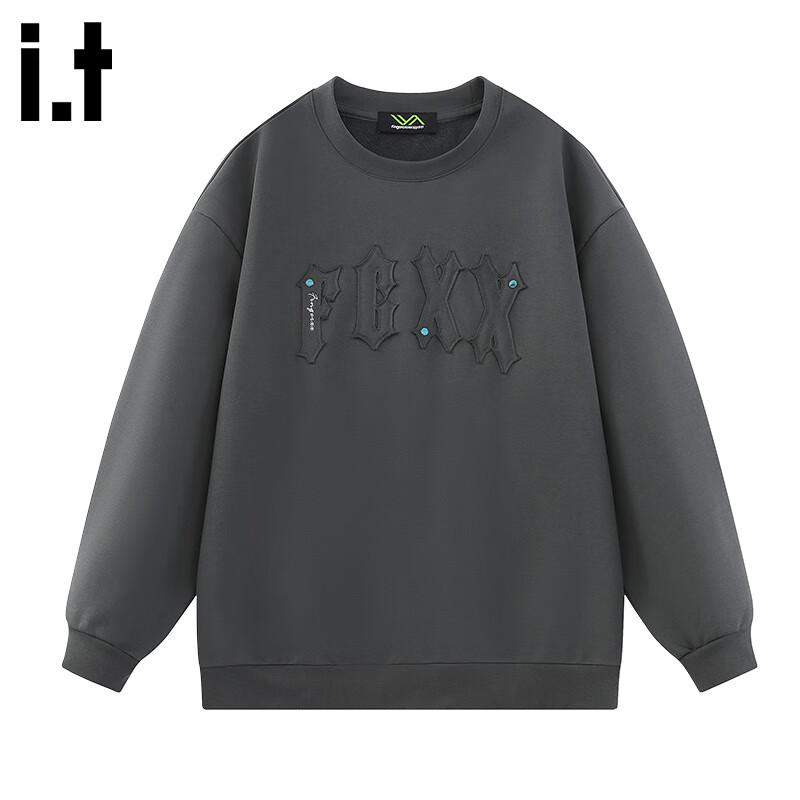 fingercroxxit男士潮牌卫衣春季新款日系休闲上衣长袖宽松套头衫 深灰 L