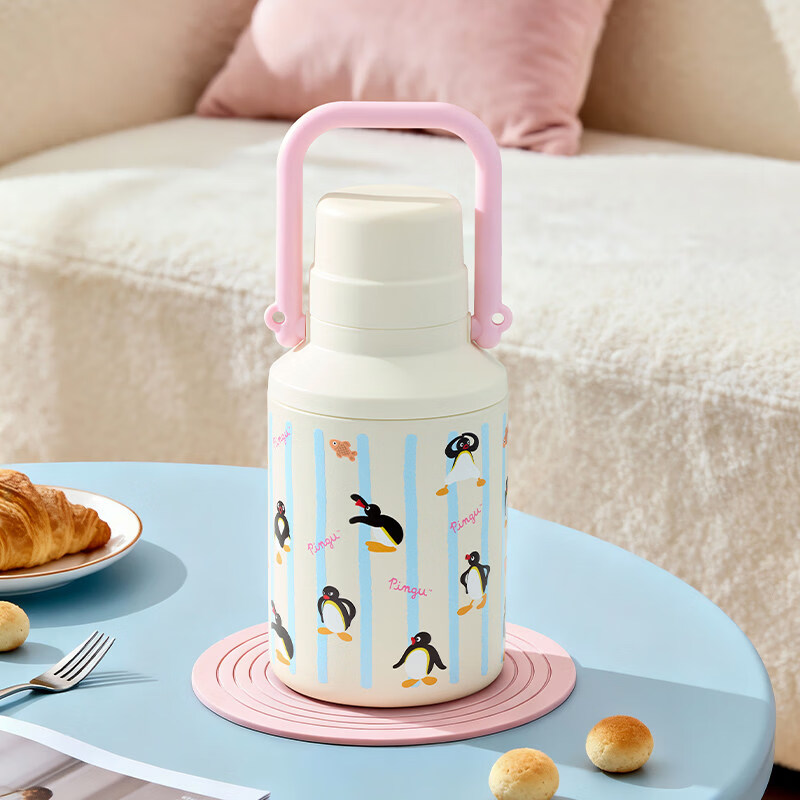 有点淘气xPingu正版IP授权分享拎拎保温壶/TG冰霸杯 Pingu-米色1000m
