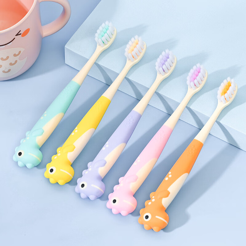蜂王 QUEENBEE恐龙婴幼儿童牙刷宝宝3-12岁换牙期专用护龈软毛清洁牙齿可爱创意 恐龙儿童牙刷*5支