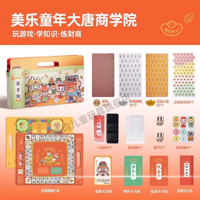 BEYZK美乐童年大唐商学院富翁桌游儿童版桌面游戏棋盘强手棋生日礼物 财商启蒙-大唐商学院