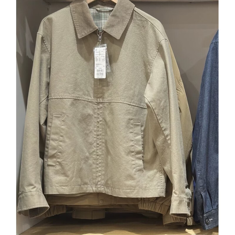 【抢】男装女装休闲拉链短茄克外套巴恩风翻领夹克478230 480827 驼色 S S[建议体重90110斤]