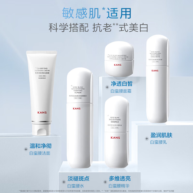 韩束(KanS)白蛮腰水乳护肤品套装美白淡斑保湿紧致化妆品送女友妈妈礼物 白蛮腰(水50ml*2+乳50ml*2)