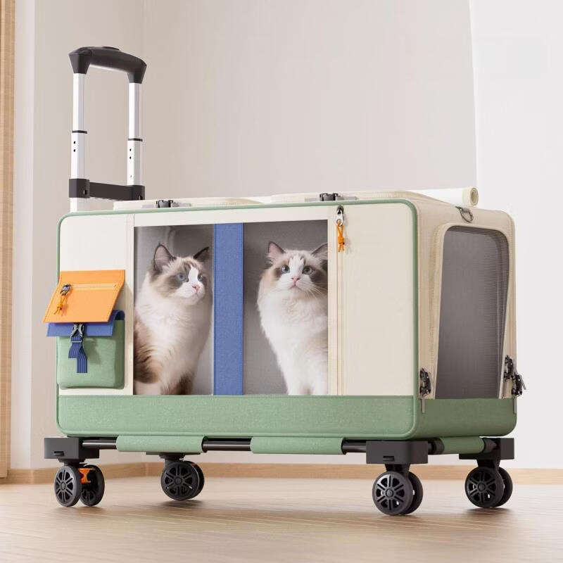 无他宠物拉杆箱猫包便携猫咪行李箱狗笼 4409绿色包+拉杆