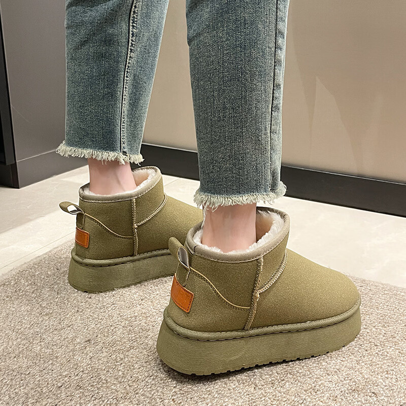 贝婴初(BEIYINGCHU)雪地靴女款短筒加绒加厚保暖棉鞋防滑冬季新款鞋子女学生韩版女鞋 黑色升级款 41