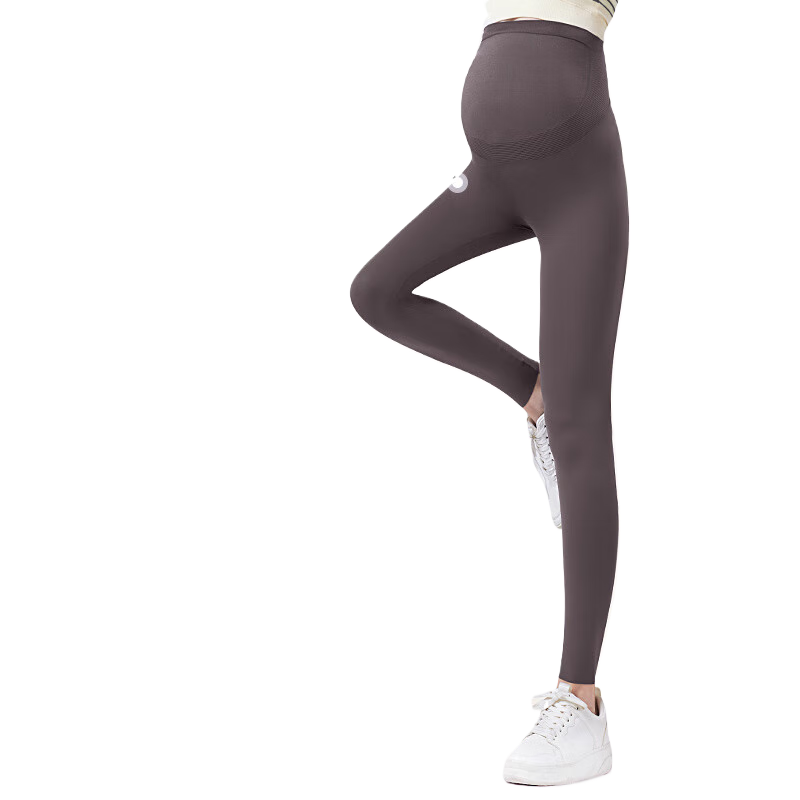 十月媽咪【評論有禮】孕婦打底褲春秋款一體托腹彈力瑜伽修身孕婦褲 深灰-180g夏款（20°-30°） XL