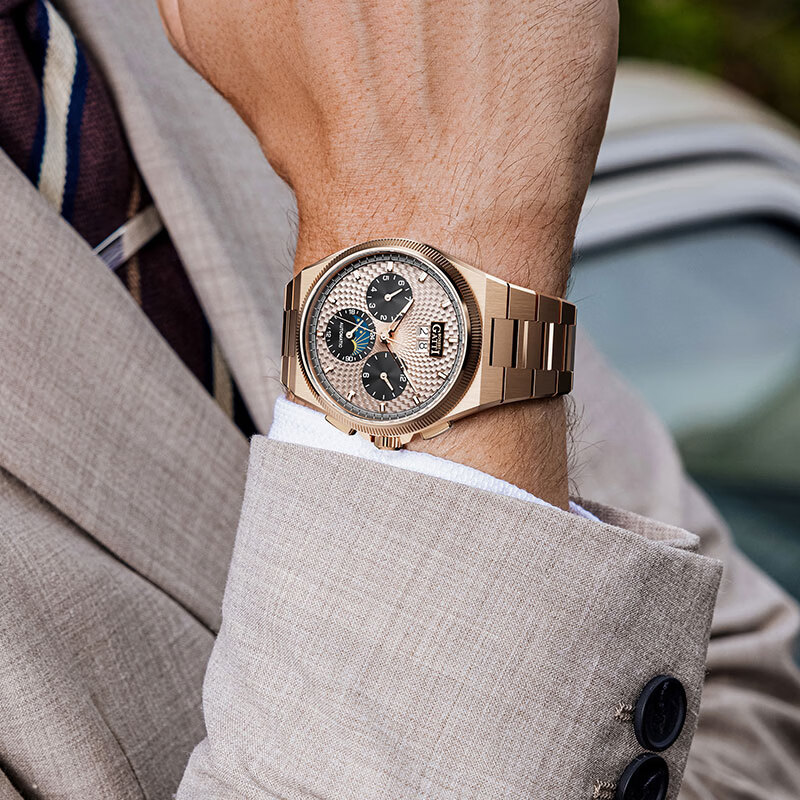 布加迪（BONEST GATTI）手表德国全自动机械表镂空男士腕表钢带款新年情人节礼物送男友 BG8006玫壳白面玫钢带