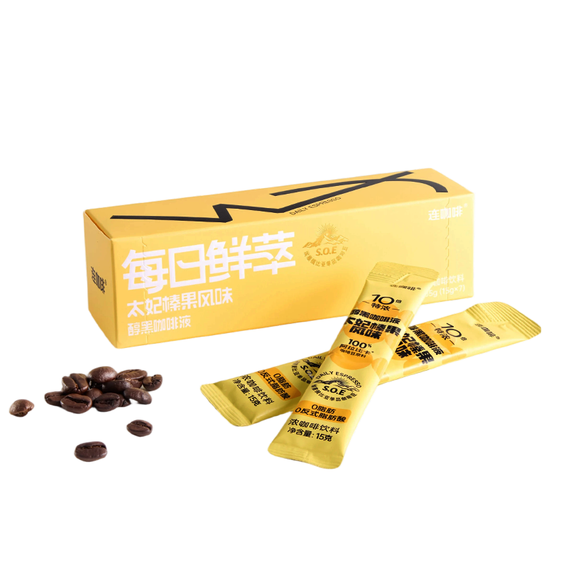 连咖啡醇香浓缩咖啡液意式太妃黑咖15g*7颗/盒冰美式拿铁黑咖啡