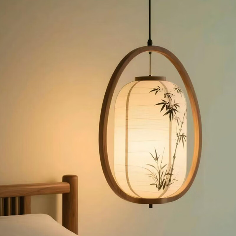 餐厅灯宋代美学禅意中国风艺术吊灯氛围灯新中式复古茶室灯笼灯具 C款【铁+水转印 布艺】