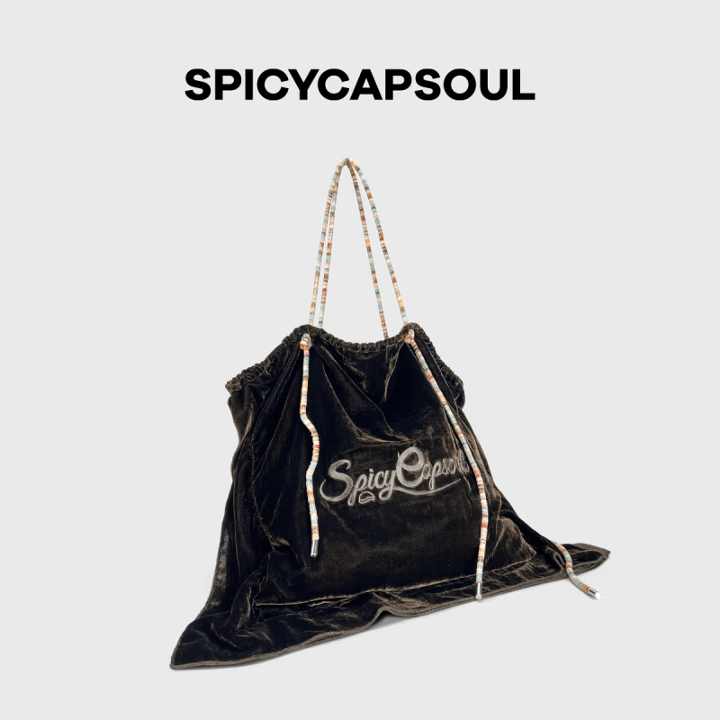 SPICYCAPSOUL【抱枕包】池金物原创斜挎包丝绒刺绣慵懒小众托特包单肩包 【抱枕包】橄榄