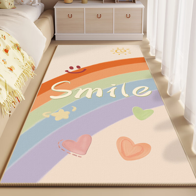 KAYE卧室床边毯儿童房间客厅卧室阳台飘窗榻榻米床前床下地垫子可定制 SJR-K红色發胡了 60X160cm