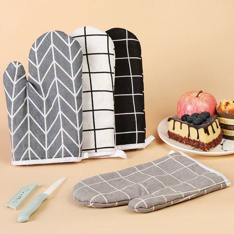 洋臣烤箱砂锅专用隔热防烫烘培微波炉防热手套棉麻耐高温手套烘培工具 防烫手套2只【颜色随机】