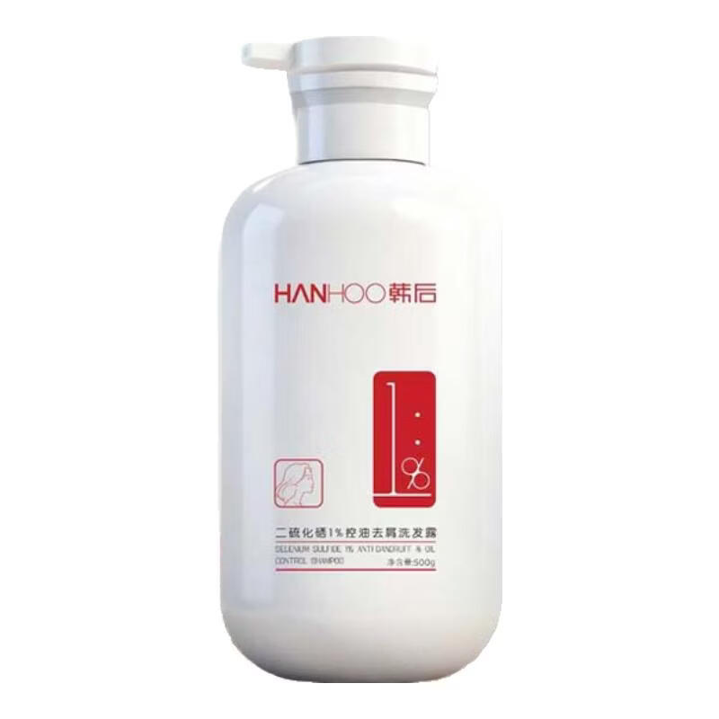 韩后（Hanhoo）洗发水男女士去屑控油二硫化硒洗发露洗头膏清爽净澈洗发液 韩后二硫化硒去屑控油洗发露500g*1瓶+3袋体验装