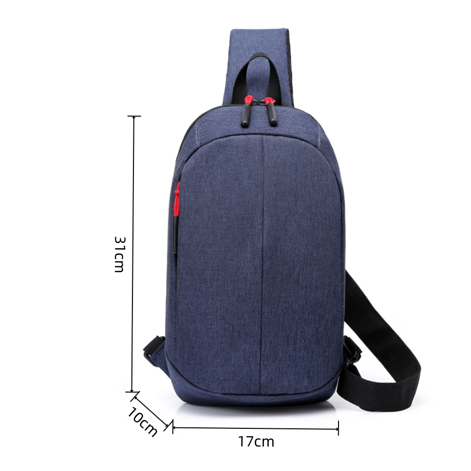 新款胸包斜挎包潮流时尚简约单肩包多功能背包男士腰包休闲运动包 蓝色