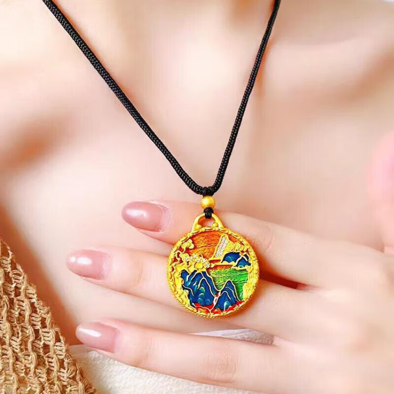 LIIA七夕情人节2026新款黄金色双c项链女小香风吊坠18K双c套链送女友 流光花丝珍珠蝴蝶项链