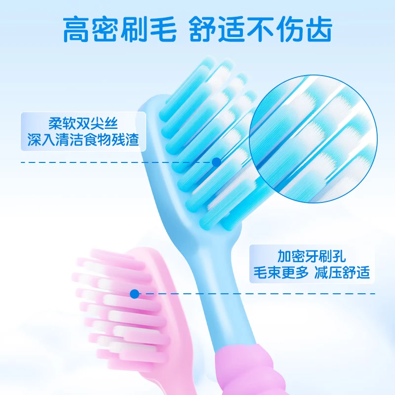 舒客宝贝儿童牙刷2-6-12岁宝宝分龄含氟防蛀换牙期郭晶晶推荐软毛猫爪牙刷 【2-12岁】哆啦护齿牙刷*4支-蓝色