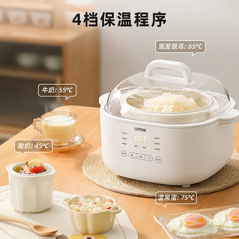 LOTOR电炖锅家用电炖盅隔水炖炖汤盅炖汤锅婴儿辅食锅燕窝炖盅大容量煲汤煮粥锅电蒸锅 6L升级彩屏蒸笼款 6L 【4L+0.5L*4】