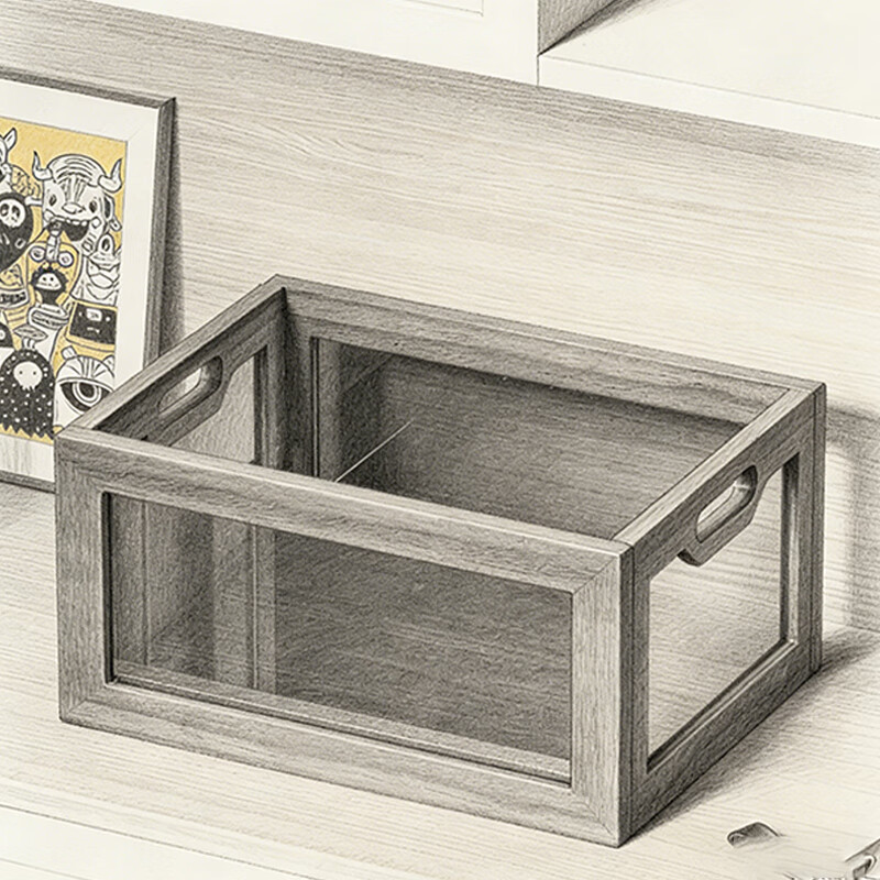 尔思家玄关收纳盒入户门口钥匙架实木置物架家用装饰摆件桌面杂物鞋柜上 胡桃-黑茶