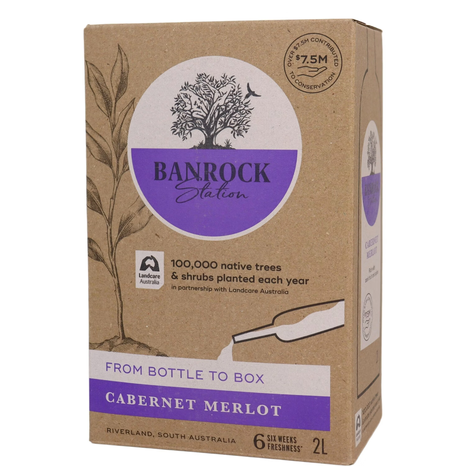 烙克(Banrock Station)班洛克赤霞珠梅洛混酿红葡萄酒2L澳大利亚原装进口纸盒装袋装红酒 6盒/整箱2L班洛克赤霞珠梅洛混酿红葡萄酒