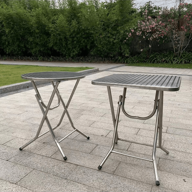 不锈钢桌子正方形烧烤桌折叠方桌长条桌四方桌吃饭桌家用夜市 1.2米圆台桌