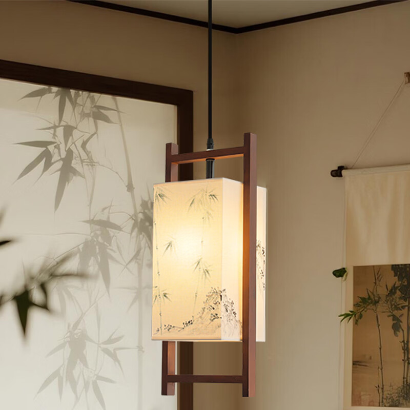 餐厅灯宋代美学禅意中国风艺术吊灯氛围灯新中式复古茶室灯笼灯具 C款【铁+水转印 布艺】