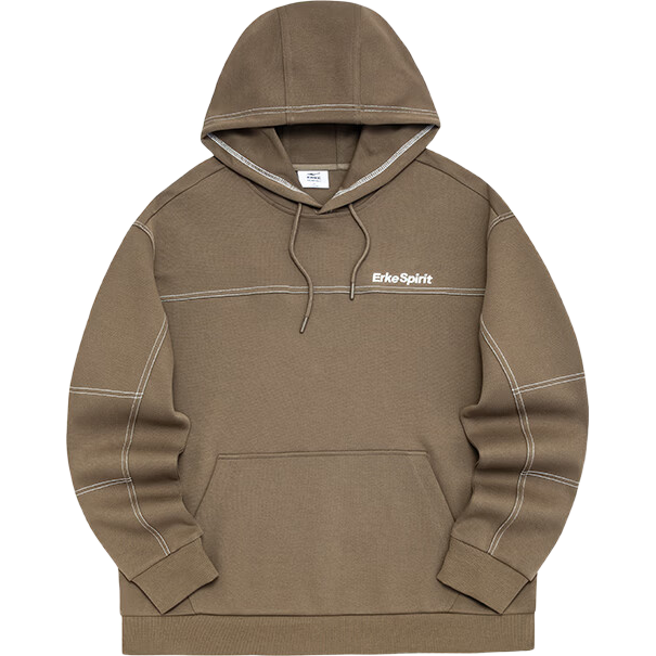 鸿星尔克卫衣男秋冬新款加厚保暖圆领简约运动风女跑步套头外套 鹿皮棕 XL