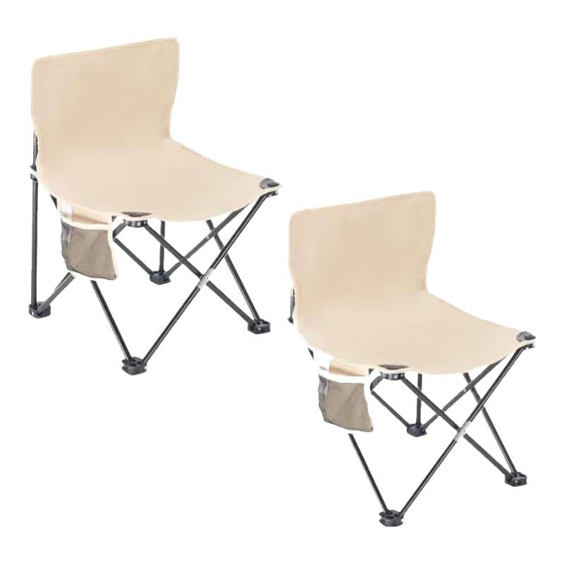 户外折叠桌椅便携式蛋卷桌野餐烧烤露营桌折叠椅 米白色-小号折叠椅【1把装】