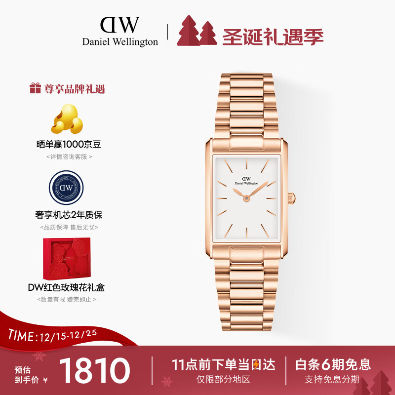 丹尼尔惠灵顿（DanielWellington）dw女表 Bound系列摩登方盘女士腕表送女友节日礼物DW0010069