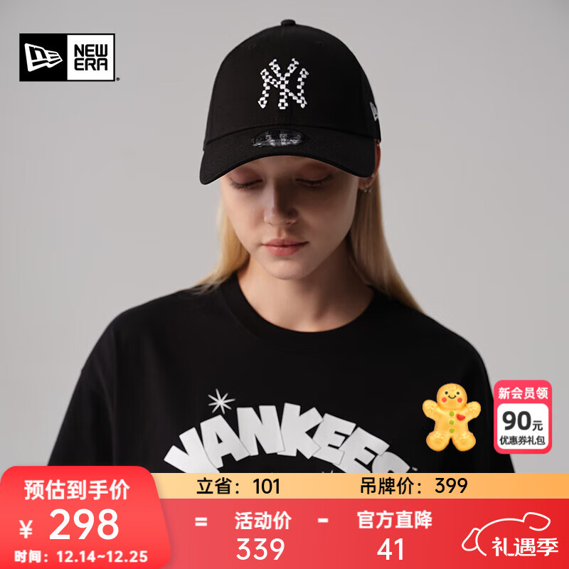 NEW ERA纽亦华MLB棒球帽logo填充男女情侣NY LA弯檐硬顶帽子940 60503428-黑色-NY OSFM