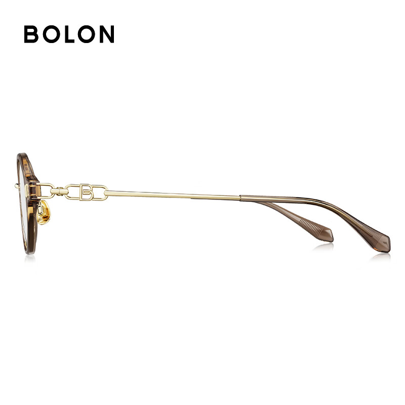 暴龙(BOLON)近视眼镜框 26年新品杨紫同款书呆子椭圆小框眼镜架 BA6073 精选 B21-麦芒金/透棕色 【单框无忧试戴】此项仅单框-如需镜片可自行选配