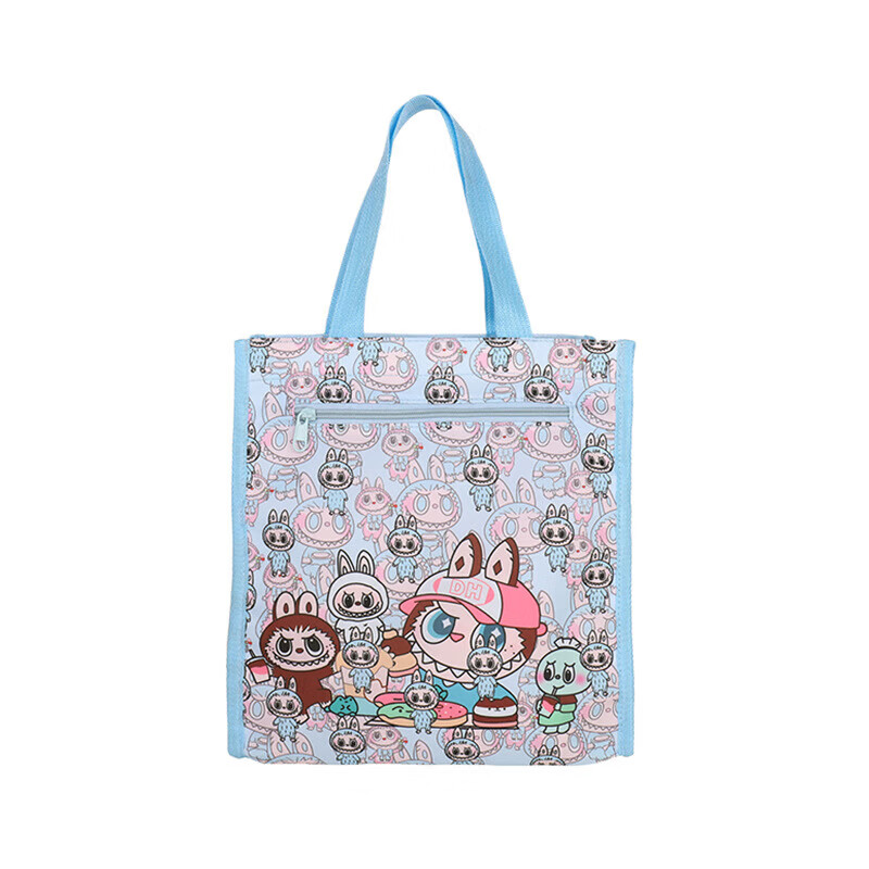 可爱卡通牛津布防水手提双层补习袋学生便携拉链A4文件美术收纳袋 粉色