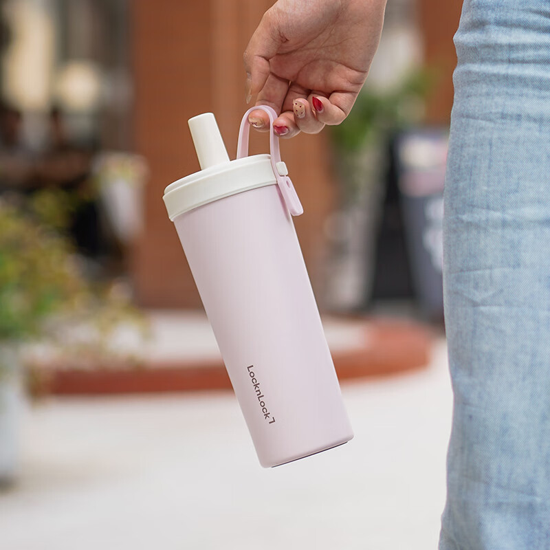 乐扣乐扣(LOCK&LOCK)【三八节礼物】陶瓷覆层内胆保温杯奶茶杯双饮咖啡杯男女学生水杯 淡紫色 720ml