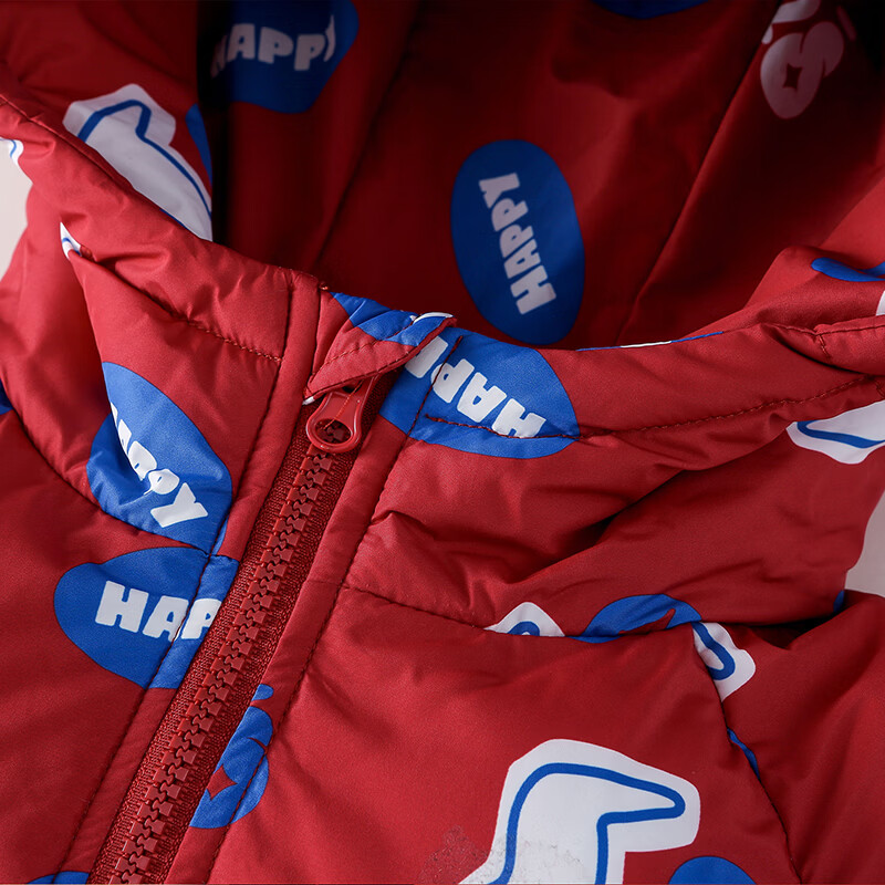 棉花堂（cottontown）【新年】棉花堂童装儿童红色棉服冬季新款连帽加厚棉袄拜年服外套 红色 140 140/68