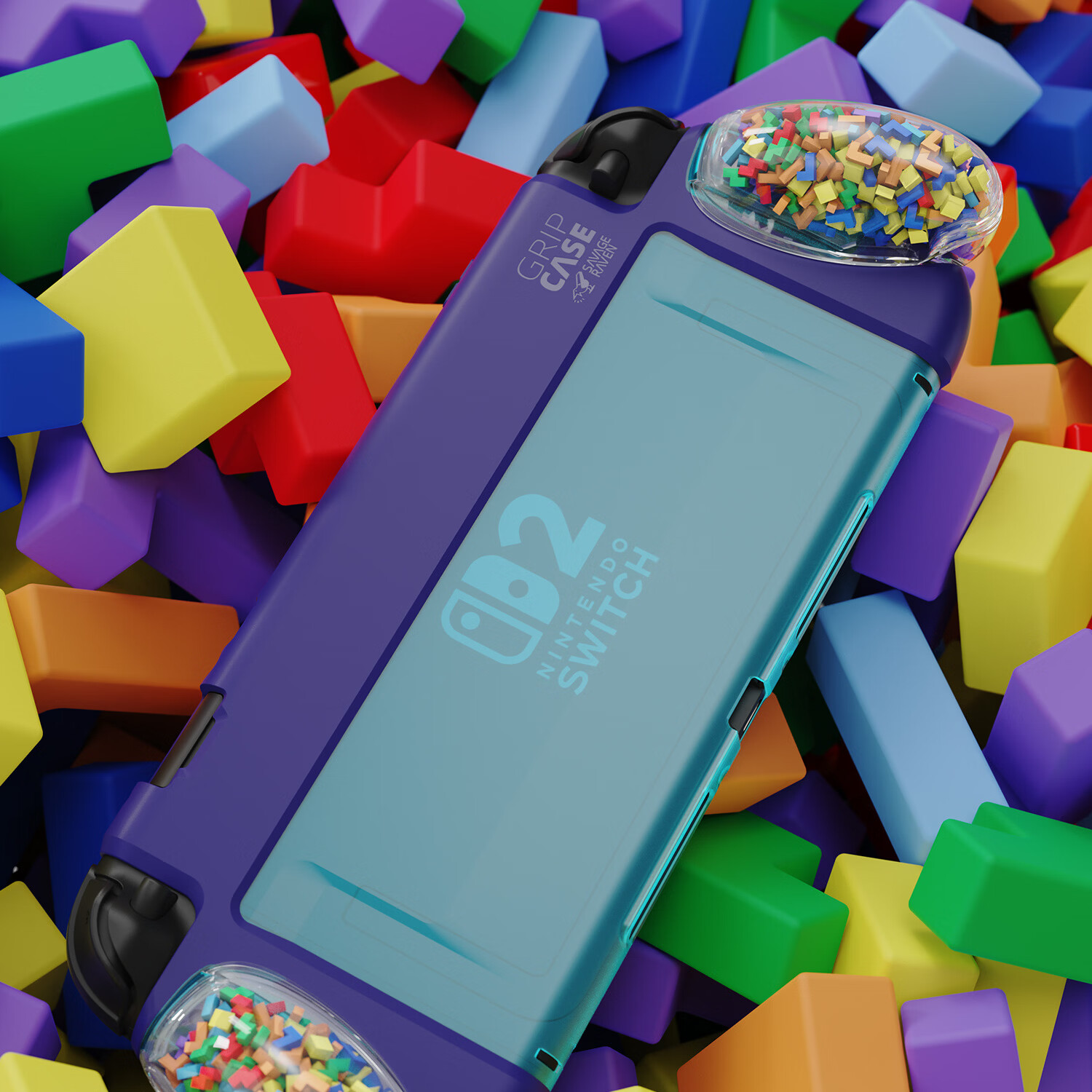 Skull & Co.Switch2保护壳 方块限量版  能插底座 附人体工学三种握把 提升手感 久握不累 骷髅skullnco GripCase2 方块限量版