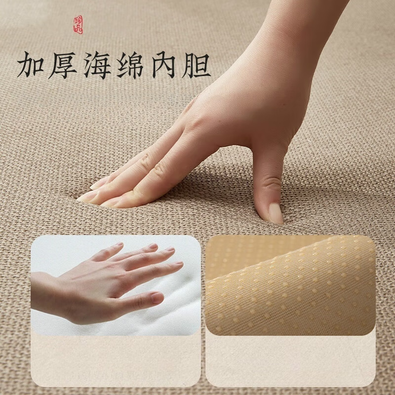 鹿婕红木沙发垫加厚高回弹海绵坐垫仿水耐磨沙发软垫罗汉床垫子 萨丽麻-麻色 70*240cm