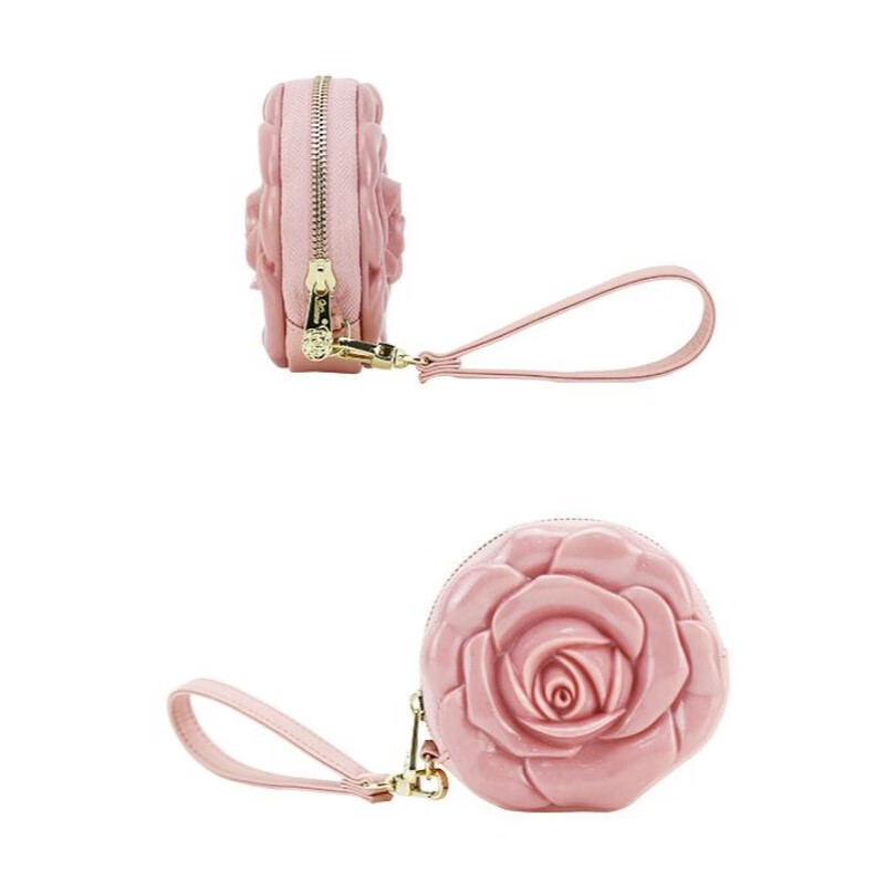 ADAMO安娜玫瑰手袋包手拿包3D立体女士包包时尚迷你零钱包卡包 红棕色