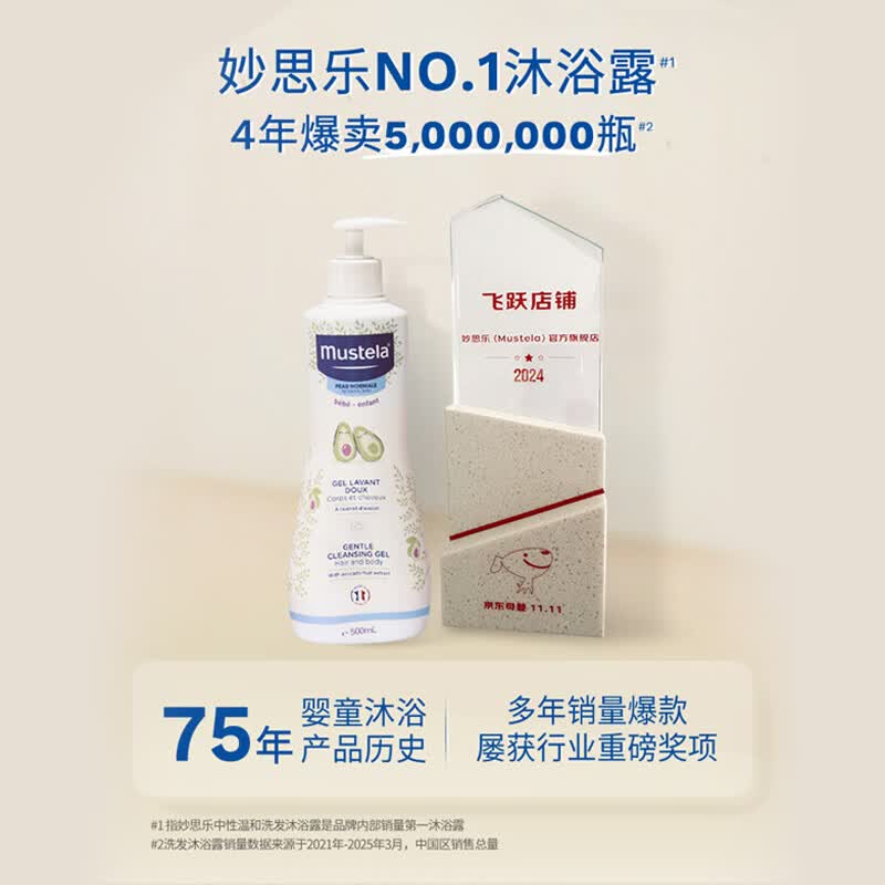 妙思乐(MUSTELA)儿童中性温和洗发水沐浴露二合一 婴幼儿新生宝宝易冲洗法国进口 洗发沐浴露洗沐二合一200ml