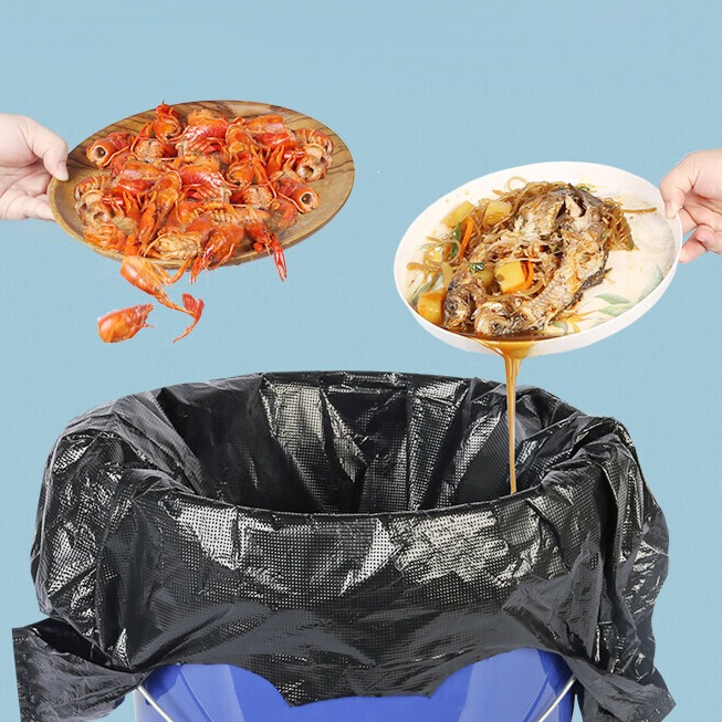 鹰大背心式垃圾袋加大加厚黑色商用物业厨房环卫家用手提式保洁塑料袋 100只 手提式（32*52cm）加厚型