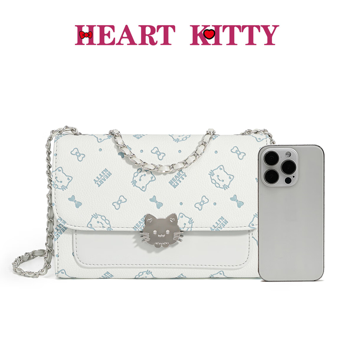 HEART KITTY生日礼物包女包可爱链条包包女式新款单肩斜挎包女卡通精致小方包 6601压花蓝