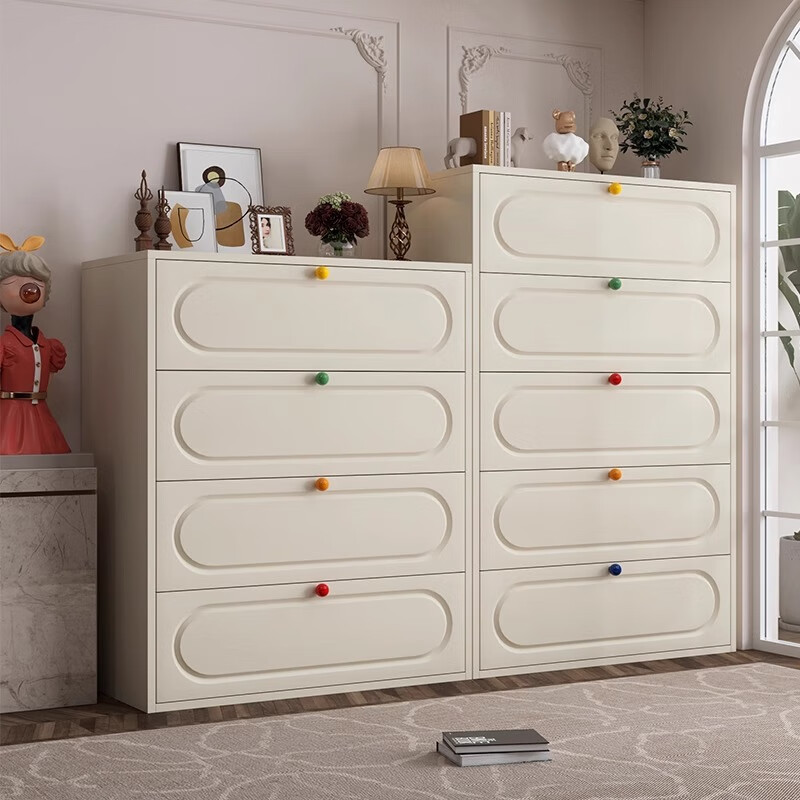 科虎铁艺斗柜客厅五斗柜卧室收纳柜靠墙柜 二斗40cm宽白色【彩色拉手】