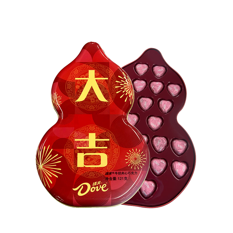 德芙 心语巧克力 大吉大利葫芦礼盒121g 休闲零食 糖果 年货礼盒 送礼