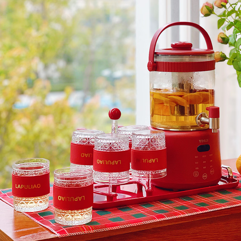 LAPULIAO元旦礼物送女生闺蜜创意实用高档套装2026新年礼物公司年会伴手礼 养生好礼-智能水桶+6杯+杯架托盘丨礼盒装