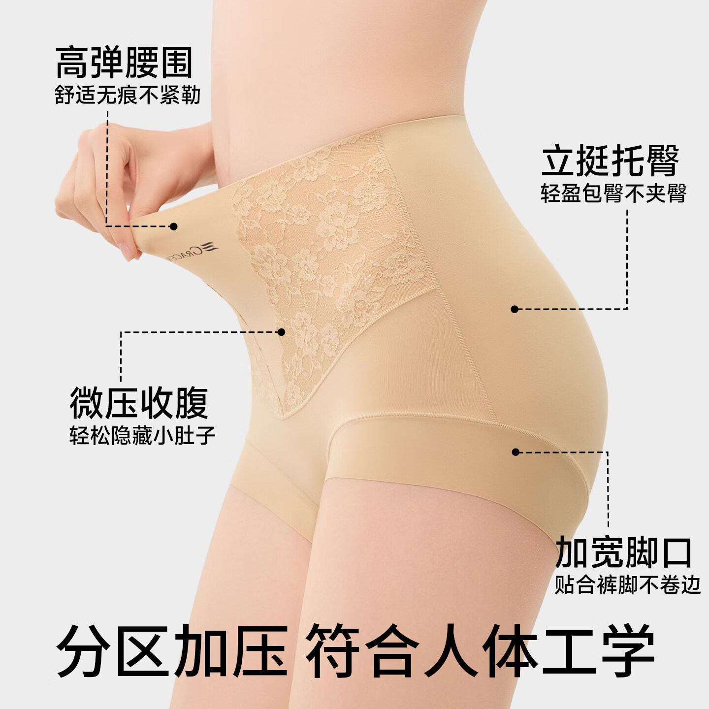 婷美(GRACEWELL)高腰收腹内裤女10A抑菌加长裆透气舒适无痕提臀美体 梵黑色+紫色 2XL 【建议体重140-160斤】