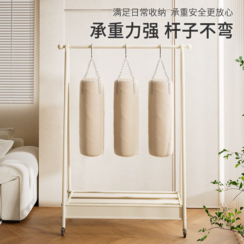 缇欧卧室挂衣架家用折叠晾衣架落地阳台晒衣架铝合金挂衣服移动衣帽架 【钛金灰120cm】高端铝合金&移动万向轮&加宽置物架