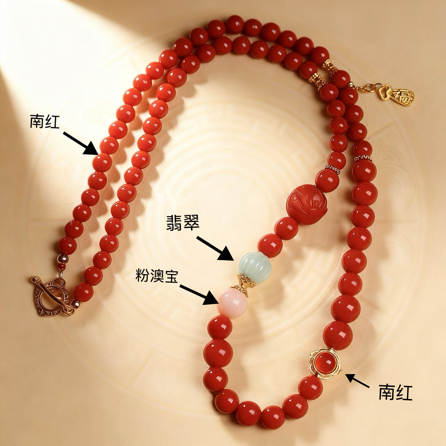 新年礼物送妈妈手串本命年礼物满肉南红串珠女翡翠银项链