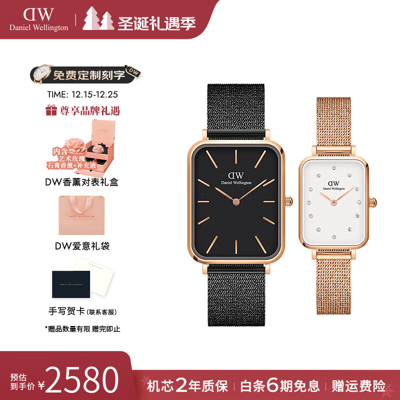 丹尼尔惠灵顿（DanielWellington）dw手表女 满天星石英小方表简约时尚欧美表 生日礼物送女友 DW0010