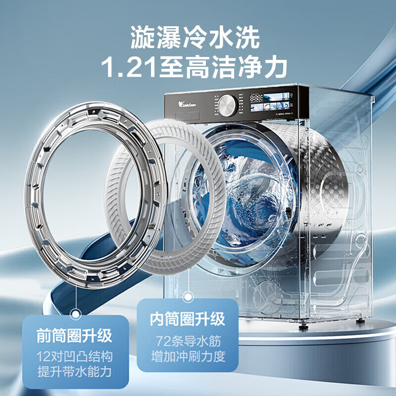 小天鹅(LittleSwan)12公斤滚筒洗衣机全自动纯平全嵌小乌梅30高奢VE40PRO除菌变频121洗净比一级能效 小乌梅3.0高奢版 滚筒单洗 12kg
