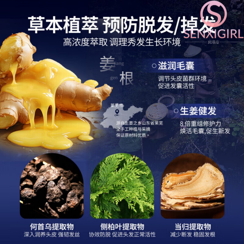 娇光洗发水生姜防脱生发增发密发固发丰盈发际线控油蓬松官方正品 1瓶装【见效装】 官方自售