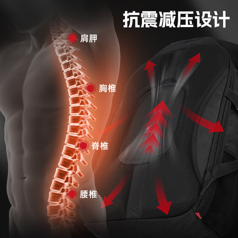 SWICKY瑞士双肩包男背包大容量16英寸电脑包男士户外旅行防泼水商务包 黑色升级版 升级版黑色大号【84%的人选择】