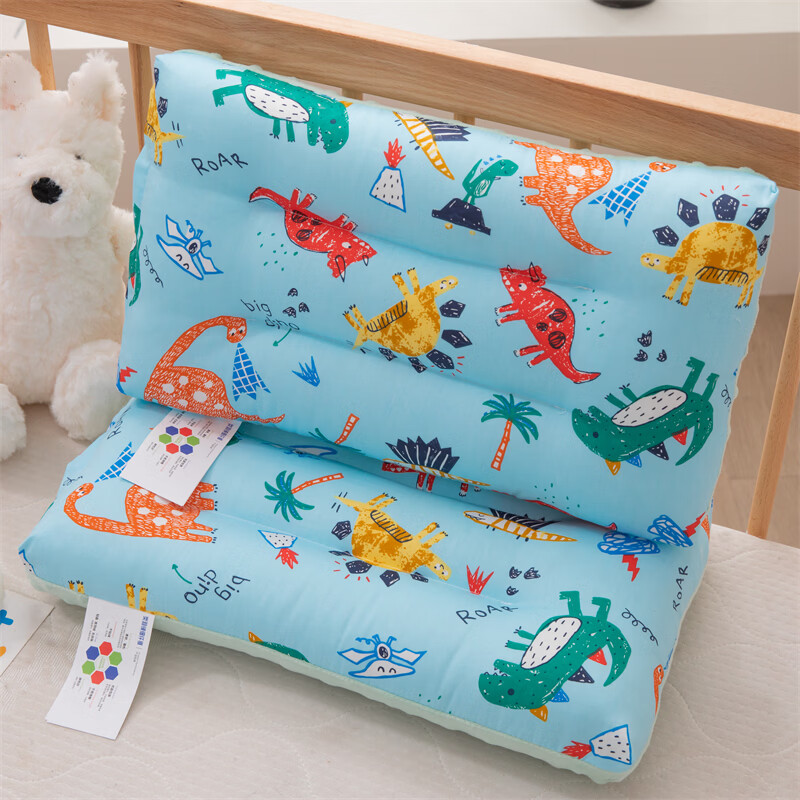 江南猫婴儿童枕头护颈枕睡眠颈椎病深度睡眠豆豆枕芯一套一芯学生宿舍FX 大童款【豆豆枕】蓝色50*30cm1只