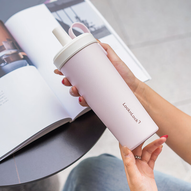 乐扣乐扣(LOCK&LOCK)【三八节礼物】陶瓷覆层内胆保温杯奶茶杯双饮咖啡杯男女学生水杯 淡紫色 720ml